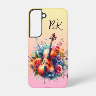 Watercolor Cello and Flowers Personalised Samsung Galaxy Case