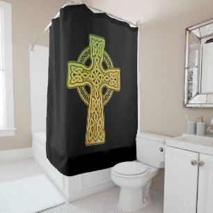 Watercolor Celtic Cross Shower Curtain
