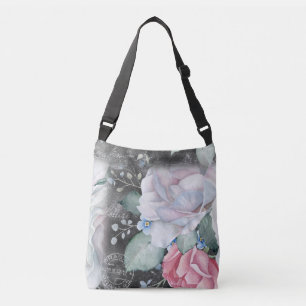Watercolor Chalkboard Roses Crossbody Bag
