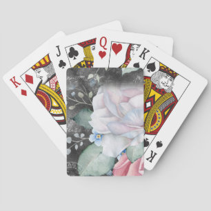 Watercolor Chalkboard Roses  Playing Cards