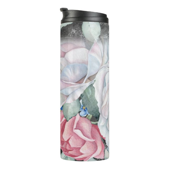 Watercolor Chalkboard Roses  Thermal Tumbler (Rotated Right)
