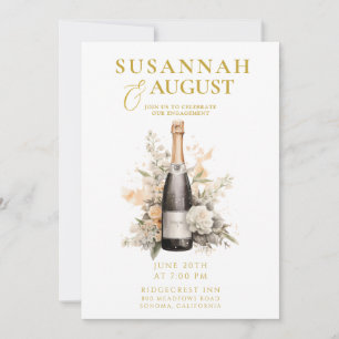 Watercolor Champagne Engagement Party  Invitation