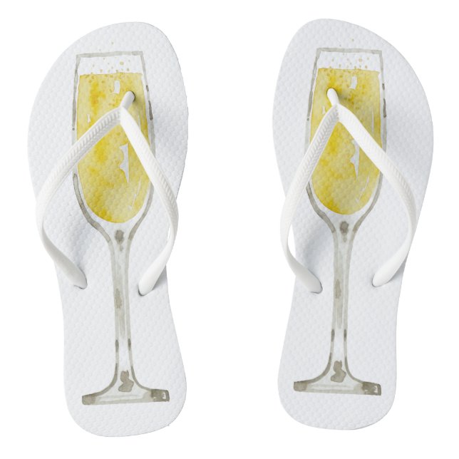 Watercolor Champagne Flutes Flip Flops (Footbed)