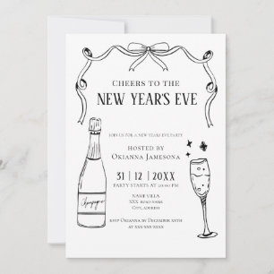 Watercolor Champagne New Year's Eve Party Invitation