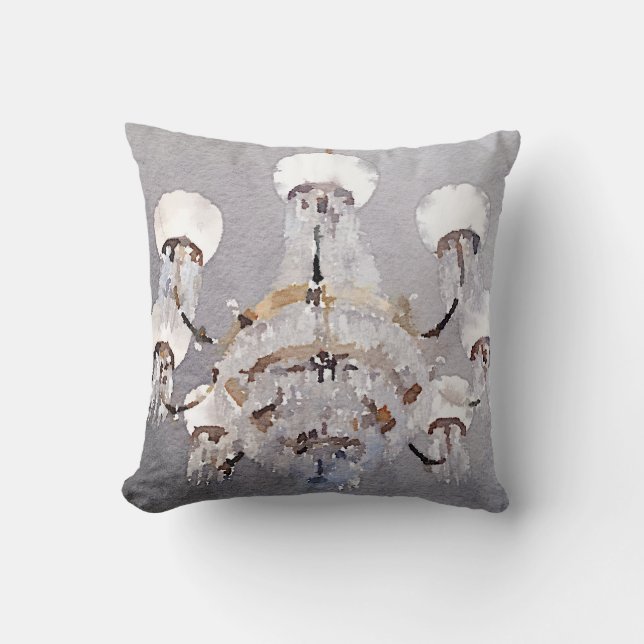 Watercolor chandelier throw pillow (Front)