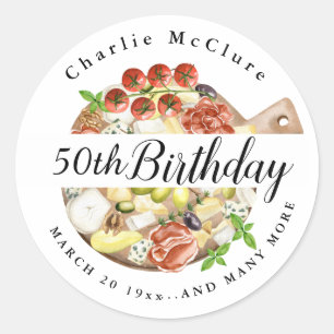 Watercolor Charcuterie of Italy Birthday  Classic Round Sticker