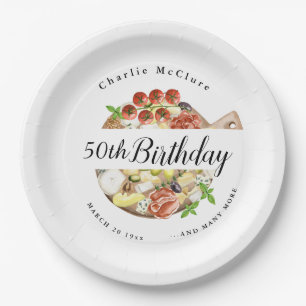 Watercolor Charcuterie of Italy Birthday  Paper Plate