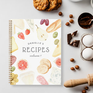 Watercolor Charcuterie Personalised Recipe Notebook