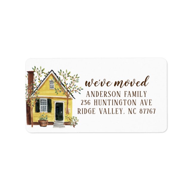 Watercolor Charming House New Address Label (Front)
