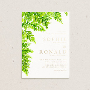 Watercolor Chartreuse Green Fern Leaves Wedding