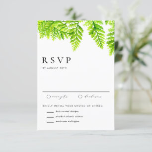 Watercolor Chartreuse Green Fern Wedding RSVP Card