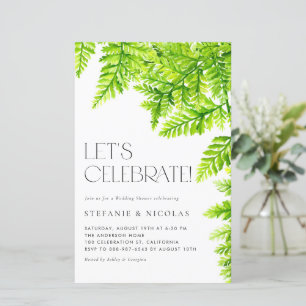 Watercolor Chartreuse Green Ferns Wedding Shower