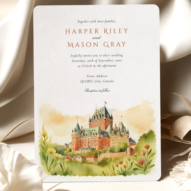 Watercolor Château Frontenac Québec City Wedding Invitation (Creator Uploaded)