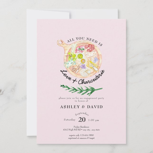 Watercolor Cheese Board | Watercolor Bridal Shower Invitation (Front)