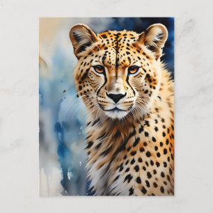 Watercolor Cheetah African Postcard