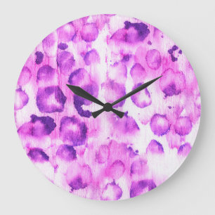 Watercolor Cheetah: Light Animal Print. Large Clock