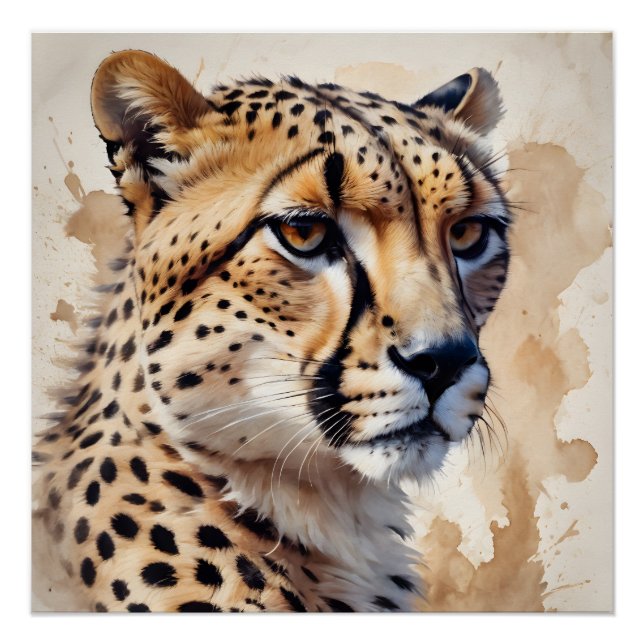 Watercolor Cheetah no 9 Poster (Front)