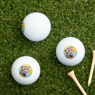 Watercolor cheetah portrait golf balls