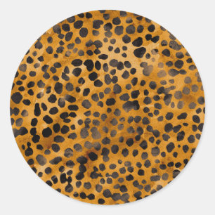 Watercolor Cheetah Print Classic Round Sticker