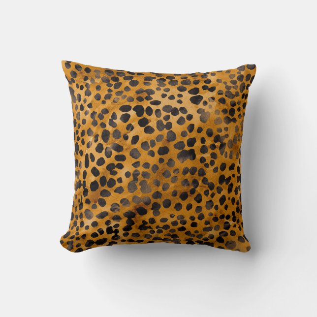 Watercolor Cheetah Print Cushion (Front)