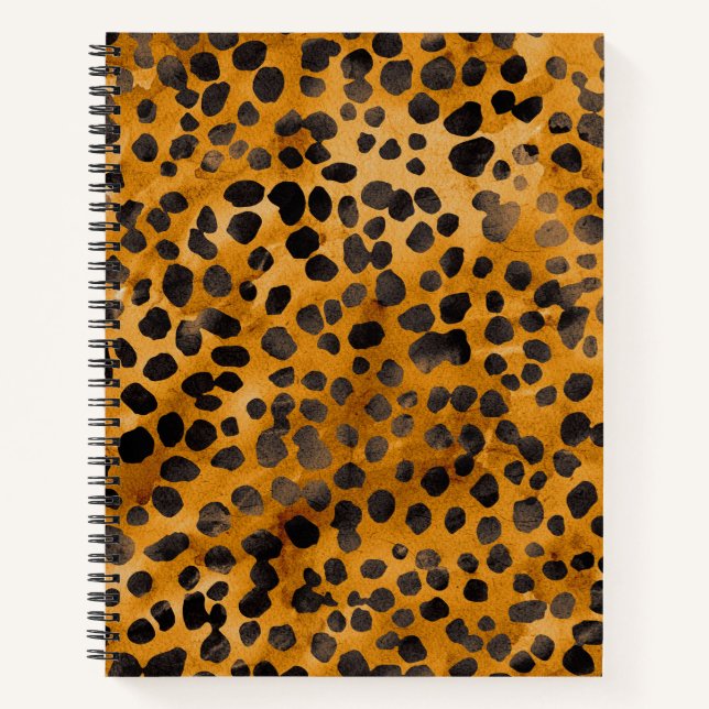 Watercolor Cheetah Print Notebook (Front)