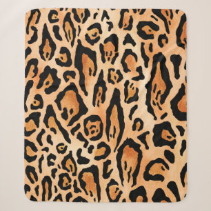 Watercolor cheetah print pattern sherpa blanket