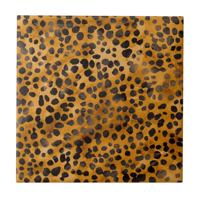 Watercolor Cheetah Print Tile (Front)