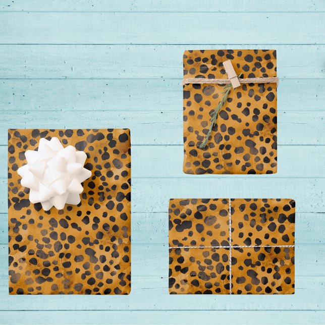 Watercolor Cheetah Print Wrapping Paper Sheet (Creator Uploaded)