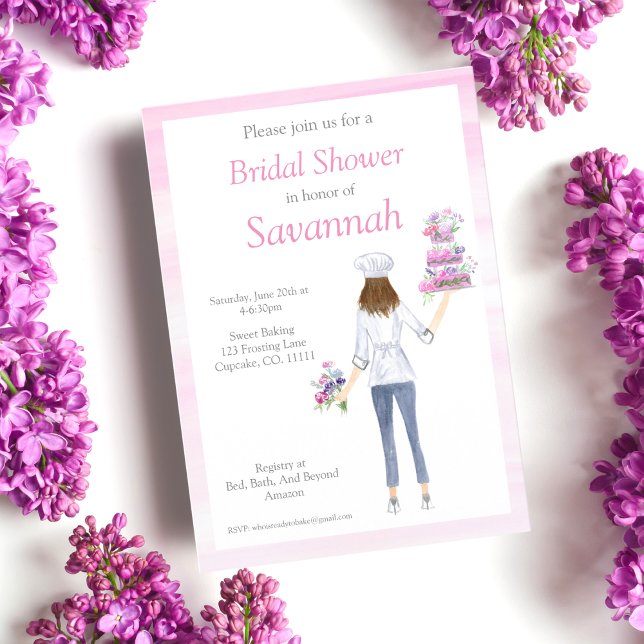 Watercolor Chef Bride Baking Bridal Shower Invitation (Creator Uploaded)