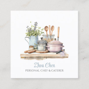 Watercolor Chef Caterer Cook's Table Business Card