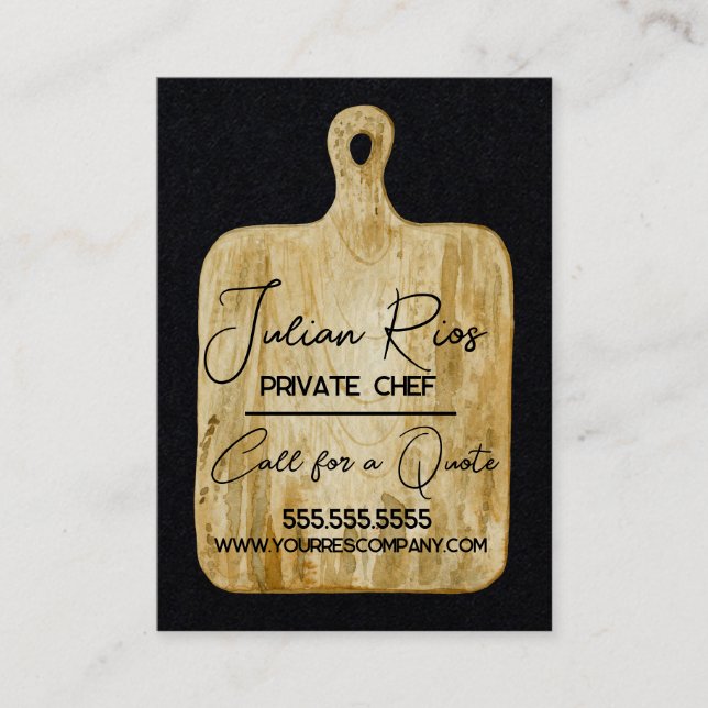 Watercolor Chef Restaurant Cook Cutting Board  Business Card (Front)