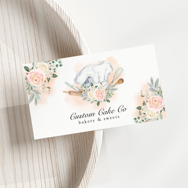 Watercolor Chef's Hat Cake + Bakery Business Card (Creator Uploaded)