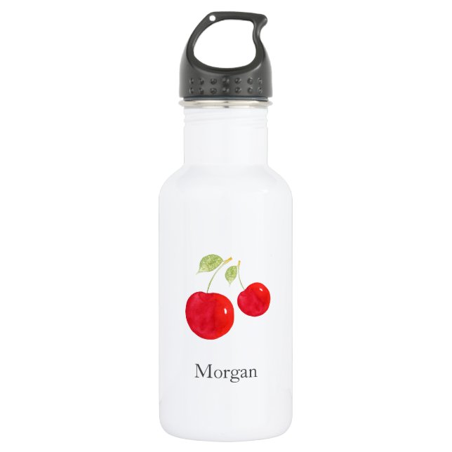 Watercolor Cherries 532 Ml Water Bottle (Front)