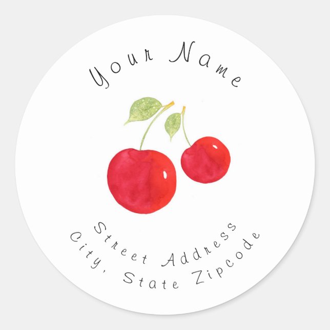 'Watercolor Cherries' Address Label (Front)