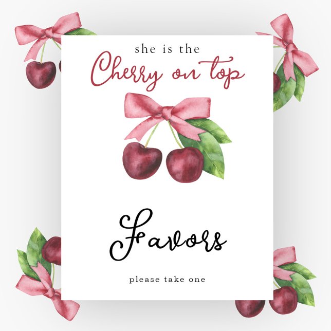 Watercolor cherries baby shower - Favours Poster (Creator Uploaded)