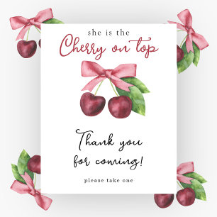 Watercolor cherries baby shower - Thank you  Poster