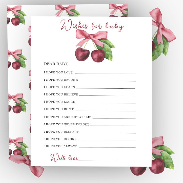 Watercolor cherries baby shower - wishes for baby (Creator Uploaded)