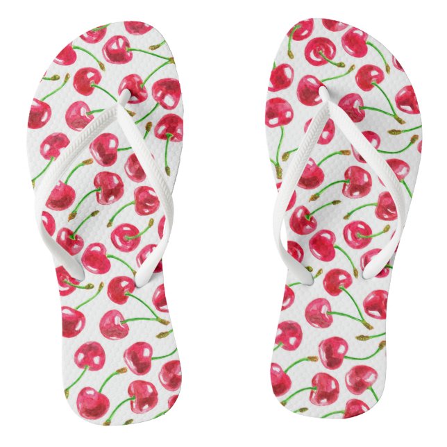 Watercolor cherries pattern flip flops (Footbed)