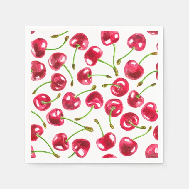 Watercolor cherries pattern napkin (Front)