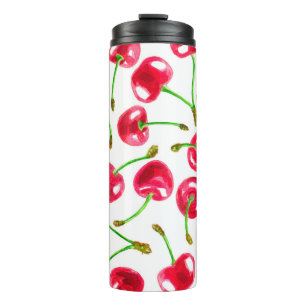Watercolor cherries pattern thermal tumbler