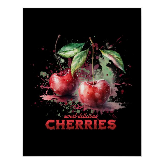 Watercolor Cherries Poster (Front)
