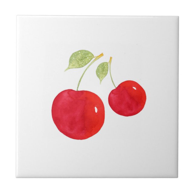 Watercolor Cherries  Tile (Front)