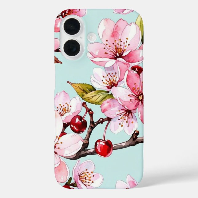 Watercolor Cherry and Flowers Case-Mate iPhone Case (Back)