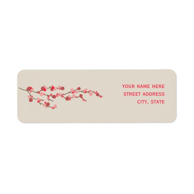 Watercolor Cherry Blossom Address Label (Front)