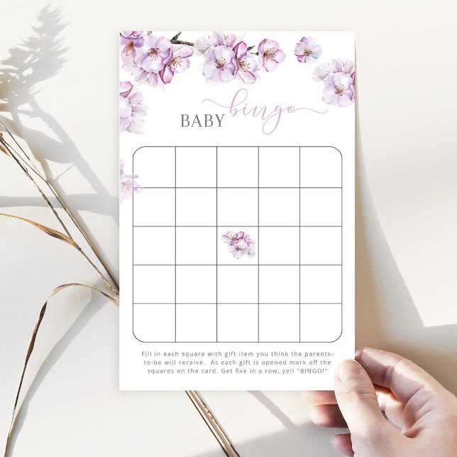 Watercolor cherry blossom baby shower bingo game (Creator Uploaded)