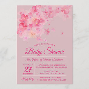 Watercolor Cherry Blossom Baby Shower Invitation