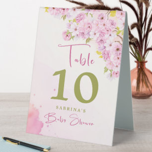 Watercolor Cherry Blossom Baby Shower Table Number