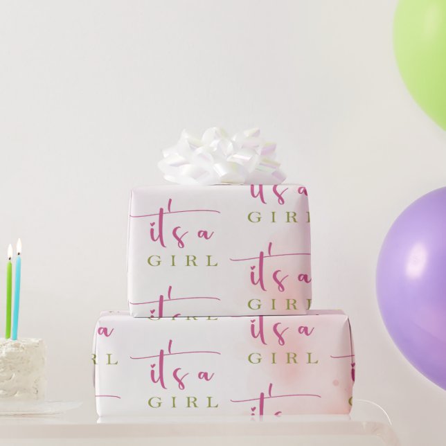 Watercolor Cherry Blossom Baby Shower Wrapping Paper (Party Gifts)