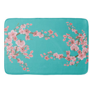 Watercolor Cherry Blossom Bath Mat