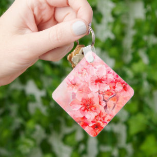 Watercolor Cherry Blossom Bliss Key Ring
